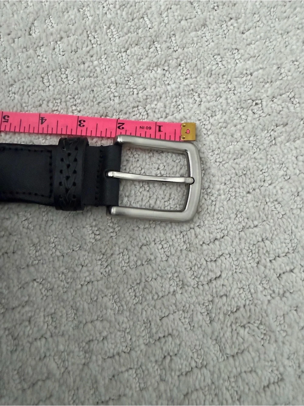 Brooks Brothers Black Leather Braided Belt Classic Silver Buckle size Medium